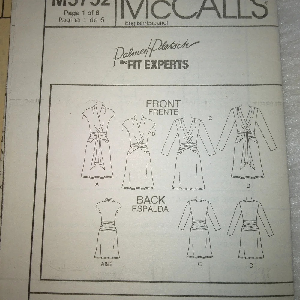MCCALL'S M5752 Sz 16-22, The Perfect Knit Dress , Palmer/Plersch fit